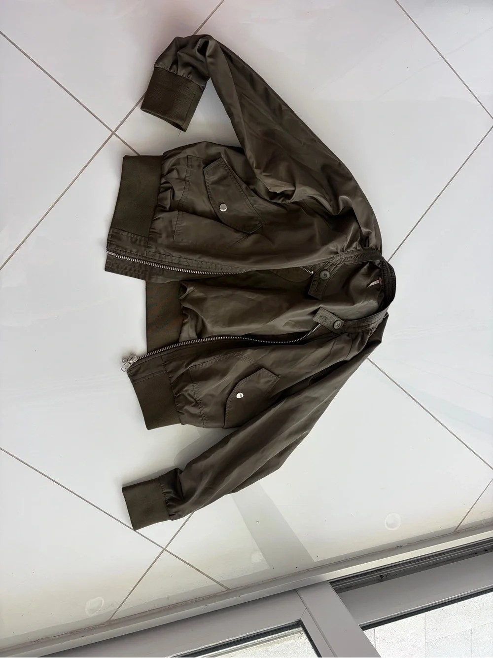 Free People Olive Green Bomber Jacket - Picture 1 of 2